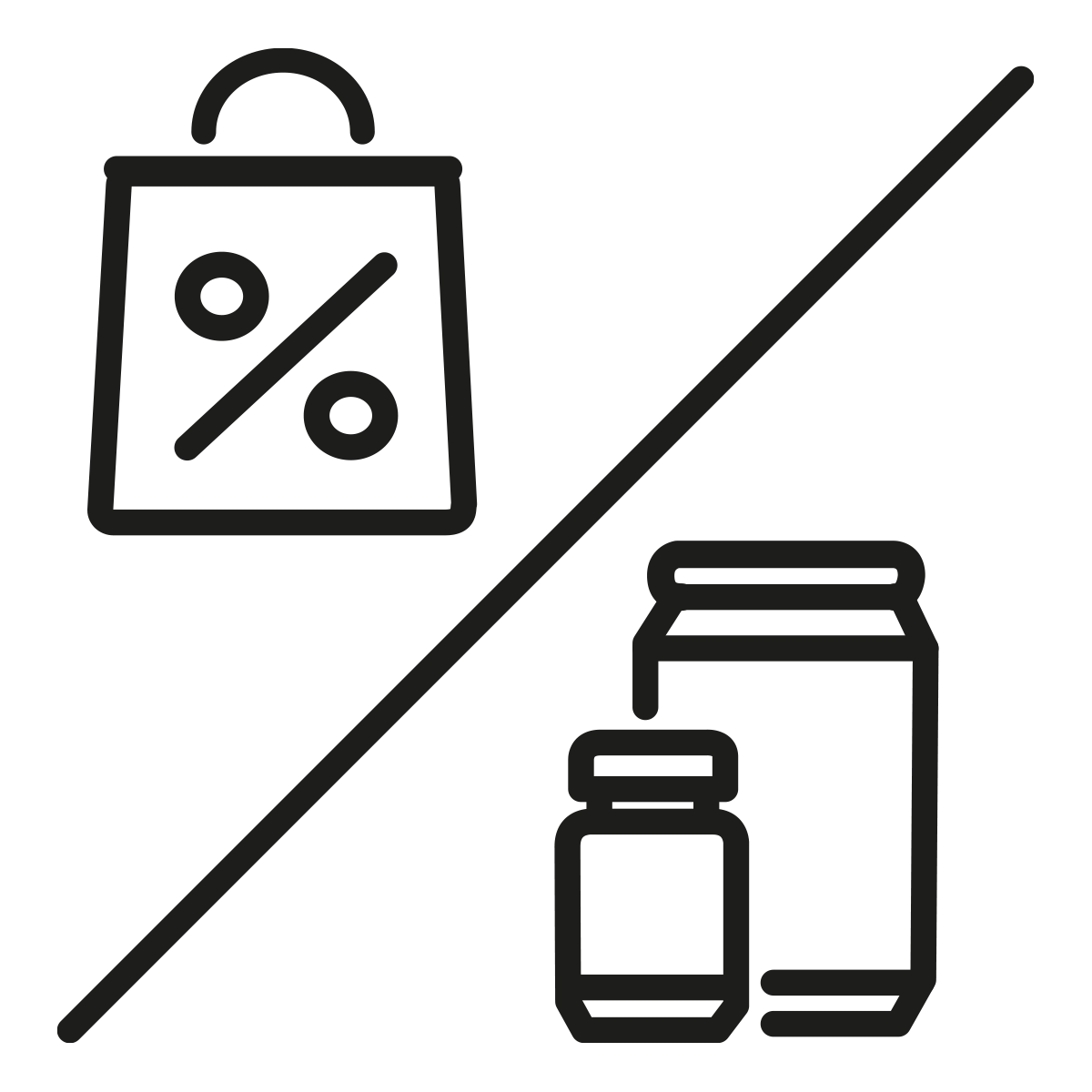 Prozente Tüte und Produkte